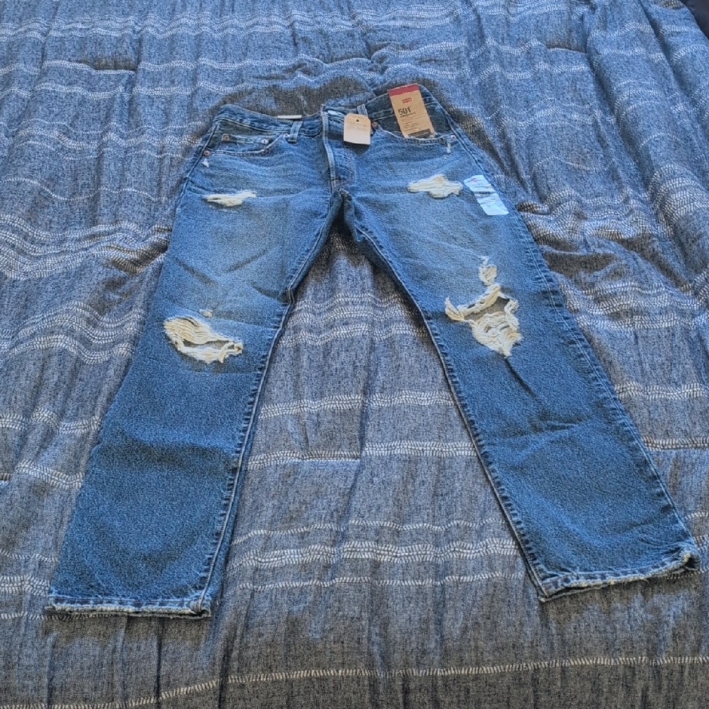 Levi's Blue Relaxed Fit Jeans with Distressed Details